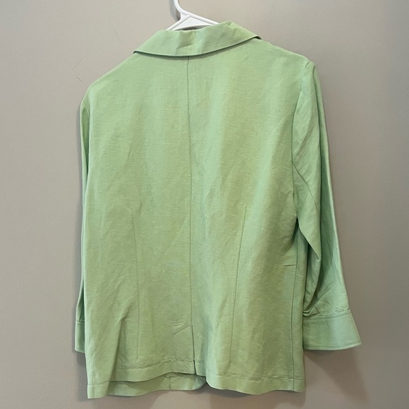 Covington Blazer Lime Linen Blend Collared Button Down 3/4 Sleeve Jacket size 12 - Picture 3 of 10